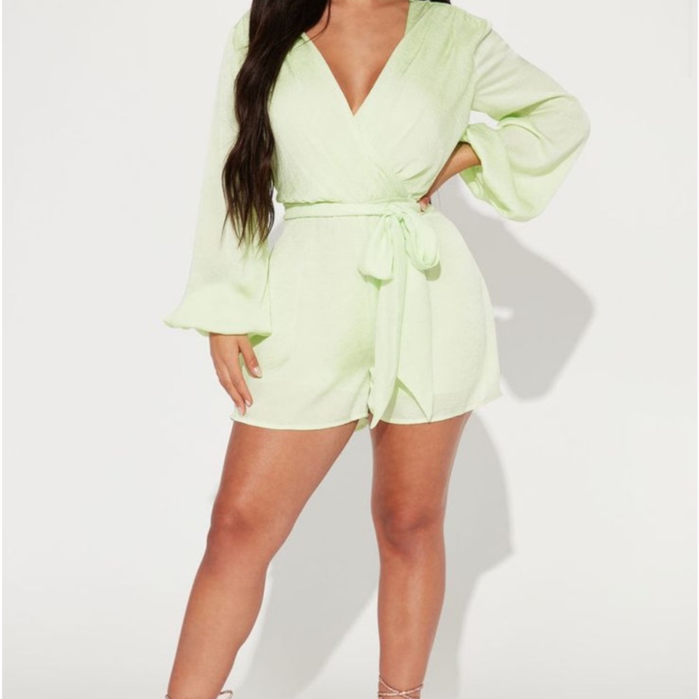 Satin green romper